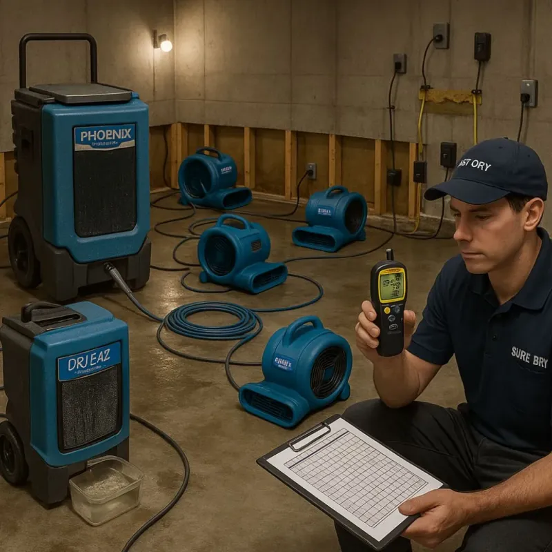 Structural Drying and Dehumidification process in Cedar Bluff, AL